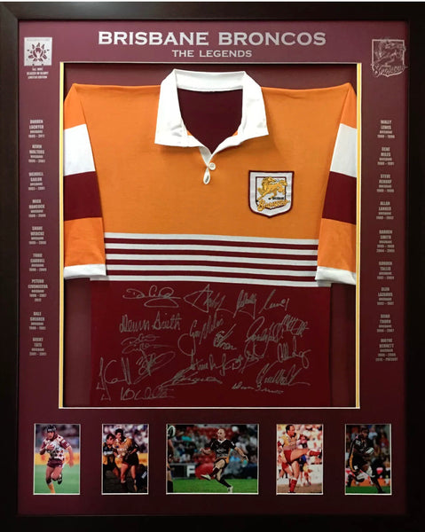 Allan Langer signed Retro Brisbane Broncos Jersey Framed